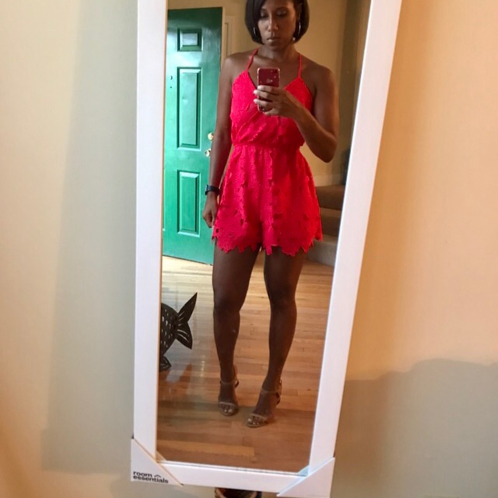 Red Romper with tie back